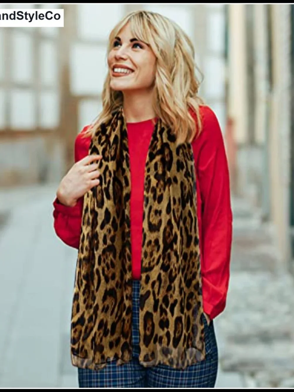 Viscose Leopard Print Lightweight Scarf Shawl Wrap for Women